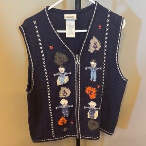 Northern Reflections Navy Vest with Scarecrow Design